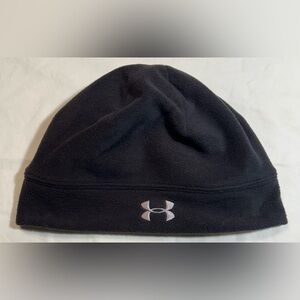 Under Armour Women’s One Size Black Fleece Beanie Hat With Ponytail Hole & Logo